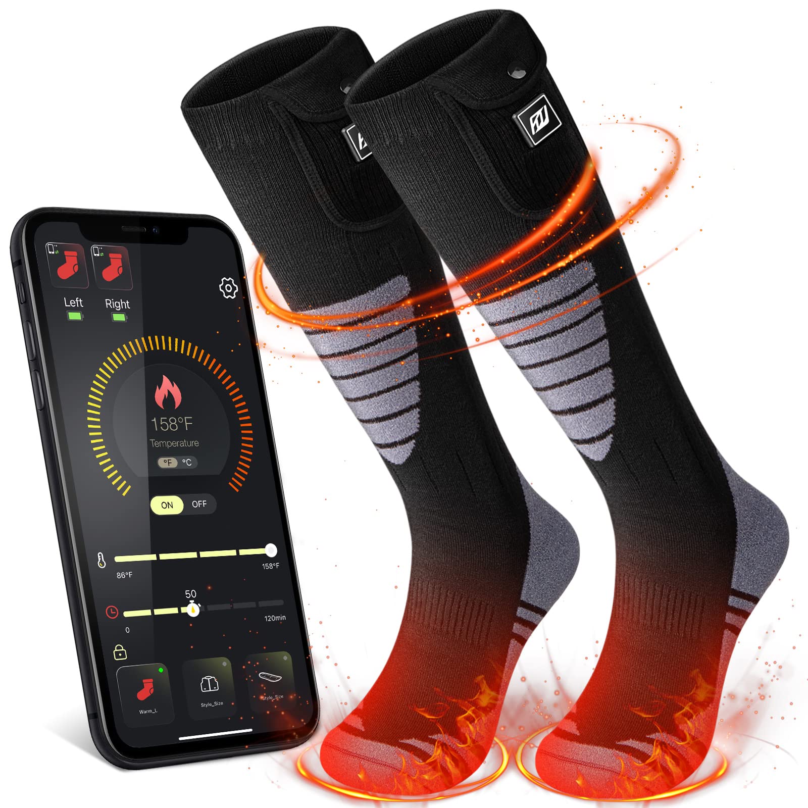 Heated Socks for Men Women Rechargeable Washable with APP Control